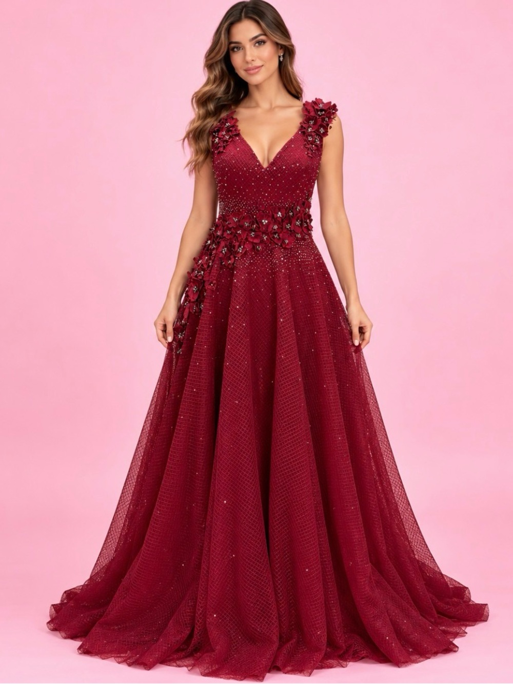 🍷 NWT Mac Duggal Burgundy Embellished Evening Gown – Size 14